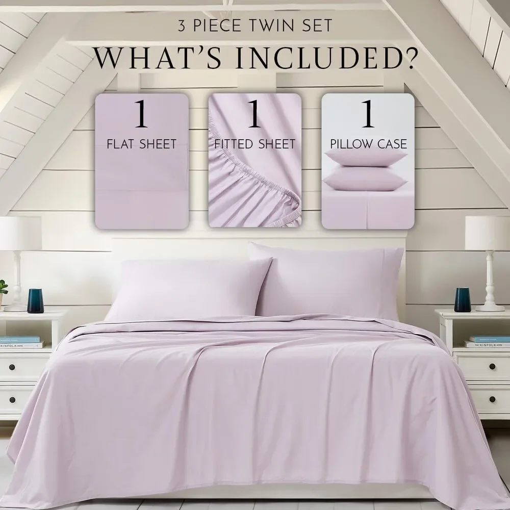 NWT ~ Linen Closet Lavender Luxury Cotton Blend 3-Piece Twin XL Sheet Set
